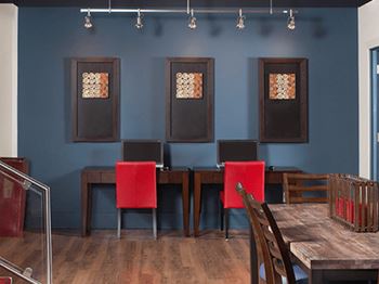 A room with a table and chairs at Skye at Belltown Apartments, Seattle